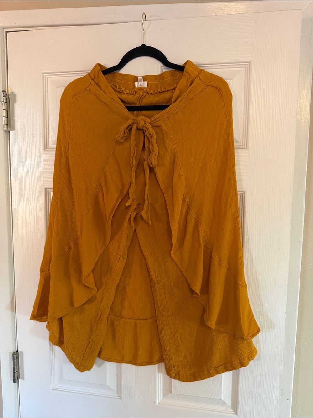 Tie-Front Mustard Midi Skirt